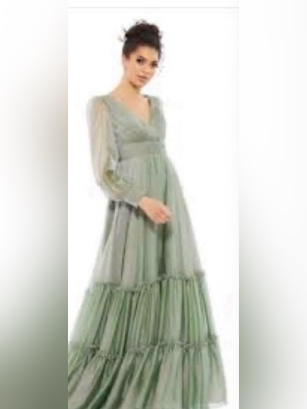 Mac Duggal Long Chiffon Wrap Maxi Dress
